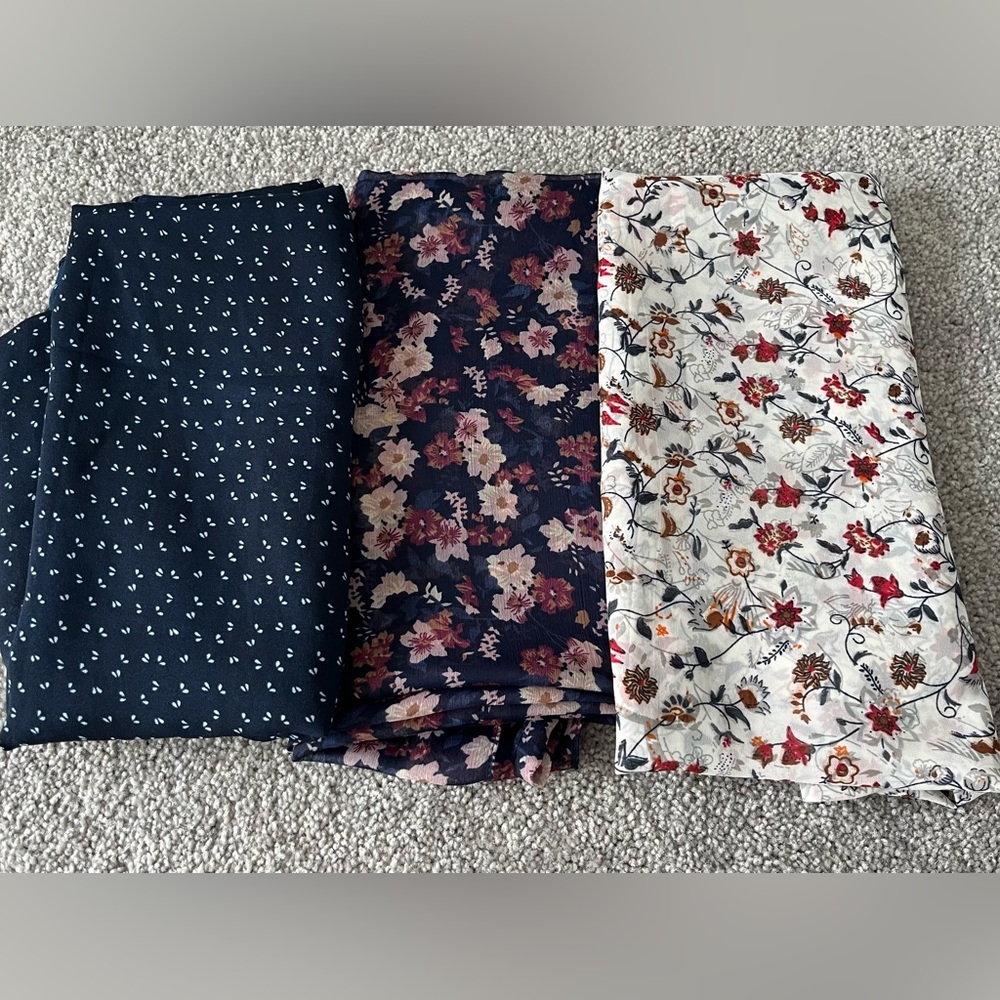Bundle of 3 chiffon printed hijab scarves from Shukr